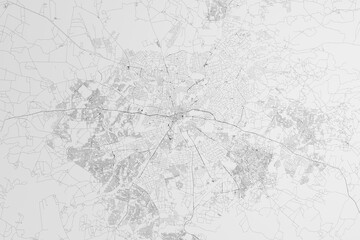 Fototapeta na wymiar Map of the streets of Harare (Zimbabwe) on white background. 3d render, illustration