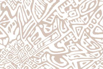 Fototapeta premium Contemporary printable seamless pattern abstract line, shapes with creative hand drawn composition. Trendy minimalist monochrome zone wavy stripe positive or negative design for shoe wear, shirt, rug