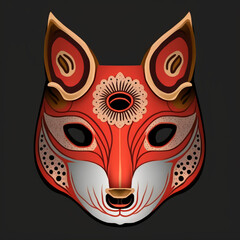 Japanese kitsune squirrel mask. Generative AI