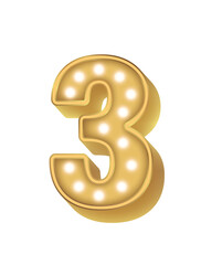 01 Alphabet Gold Bulb Light Number 3