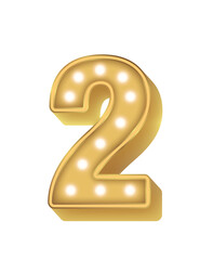 01 Alphabet Gold Bulb Light Number 2