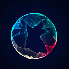Fototapeta na wymiar Spherical equalizer for music. Round sound wave of particles. Musical abstract creative element. 3D rendering.