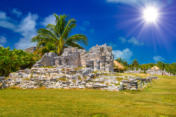 Ancient ruins of Maya in El Rey Archaeological Zone near Cancun, Yukatan, Mexico