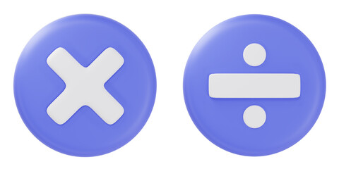 Fototapeta premium 3d set of mathematics mark isolated on white background. Plus and minus marks, multiplication and division marks. Trendy and modern in 3d style