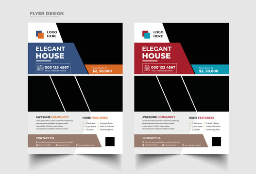 Real Estate Flyer Layout template design.
