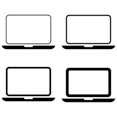 Set of laptop flat web icon, notebook computer technology symbol , blank display vector illustration