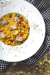 Homemade Paella Rice with tuna and prawns