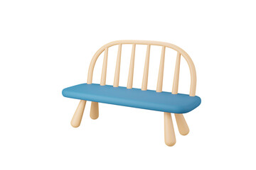 3D realistic blue bench. 3D mock up. 3D render illustration.