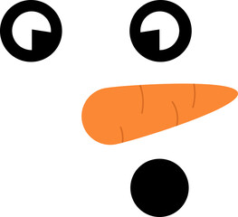 Cute fun face snowman isolated on white background. Hello winter. Graphics for t-shirts.