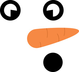 Cute fun face snowman isolated on white background. Hello winter. Graphics for t-shirts. Vector illustration.