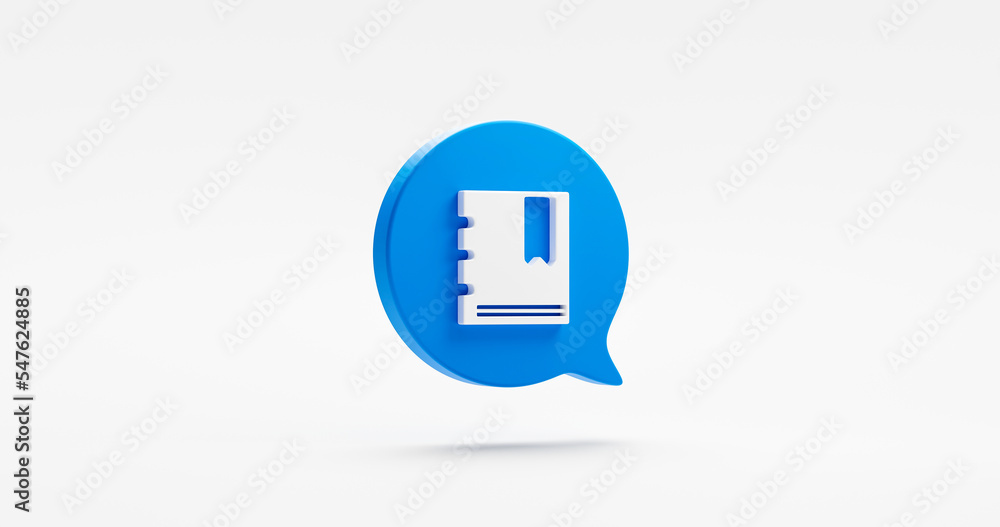 Fototapete blue bookmark 3d icon element isolated on white background of minimal book mark message bubble docum