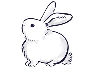 年賀状に使える筆タッチのうさぎのイラスト