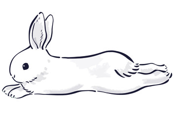 年賀状に使える筆タッチのうさぎのイラスト