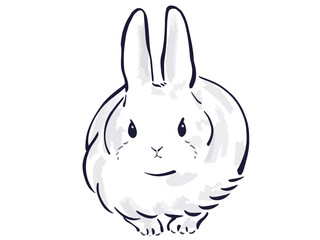 年賀状に使える筆タッチのうさぎのイラスト