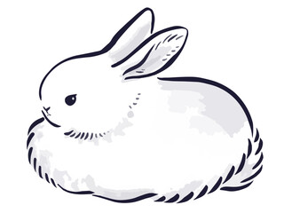 年賀状に使える筆タッチのうさぎのイラスト