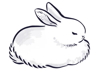 年賀状に使える筆タッチのうさぎのイラスト