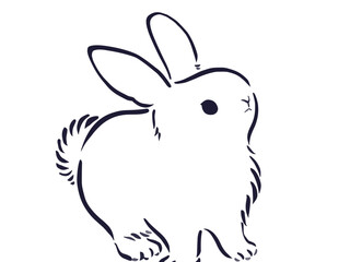 年賀状に使える筆タッチのうさぎのイラスト