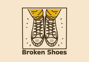 Vintage illustration of shoes in top view