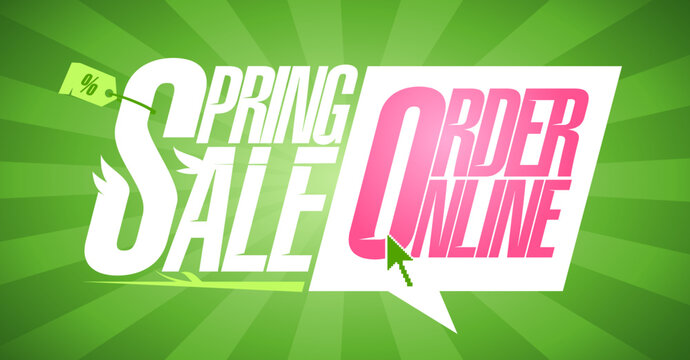 Spring sale, order online, lettering web banner template