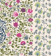 wedding card design, traditional paisley floral pattern , royal India	