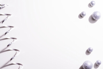 Christmas background ball. Copy space. Top view.