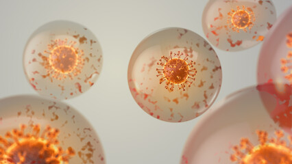 Corona virus and bacteria medical concept