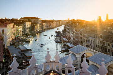 Venezia. Canal Grande c0n Ponte di Rialto dalla terrazza del Fondego dei Tedeschi