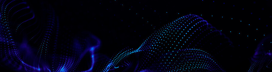 Futuristic point wave. Abstract background with a dynamic wave.Connecting background. Abstract wave. Artificial intelligence. Big data technology 3d rendering
