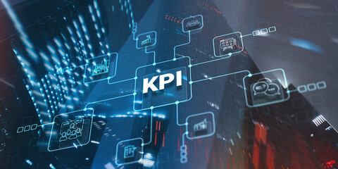 KPI Key Performance Indicator for Business technology concept. Modern city interface