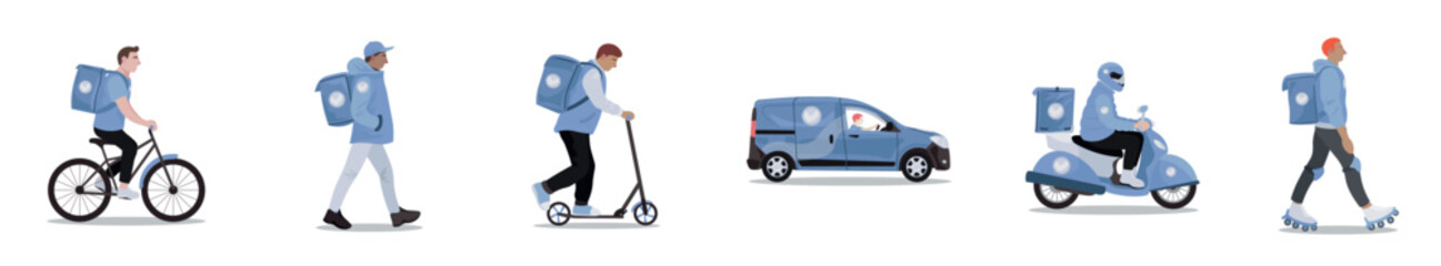 Set of male couriers on white background © Pixel-Shot