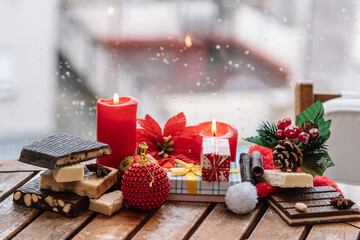 variety of nougat with Christmas decorations