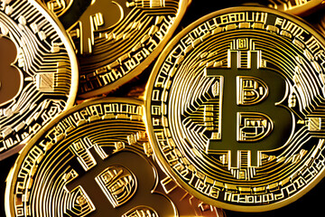 Fototapeta na wymiar A handful of Bitcoins background