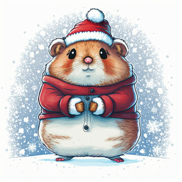 Tiny and cutie hamster wearing christmas outfit