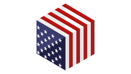 US flag cube shape design