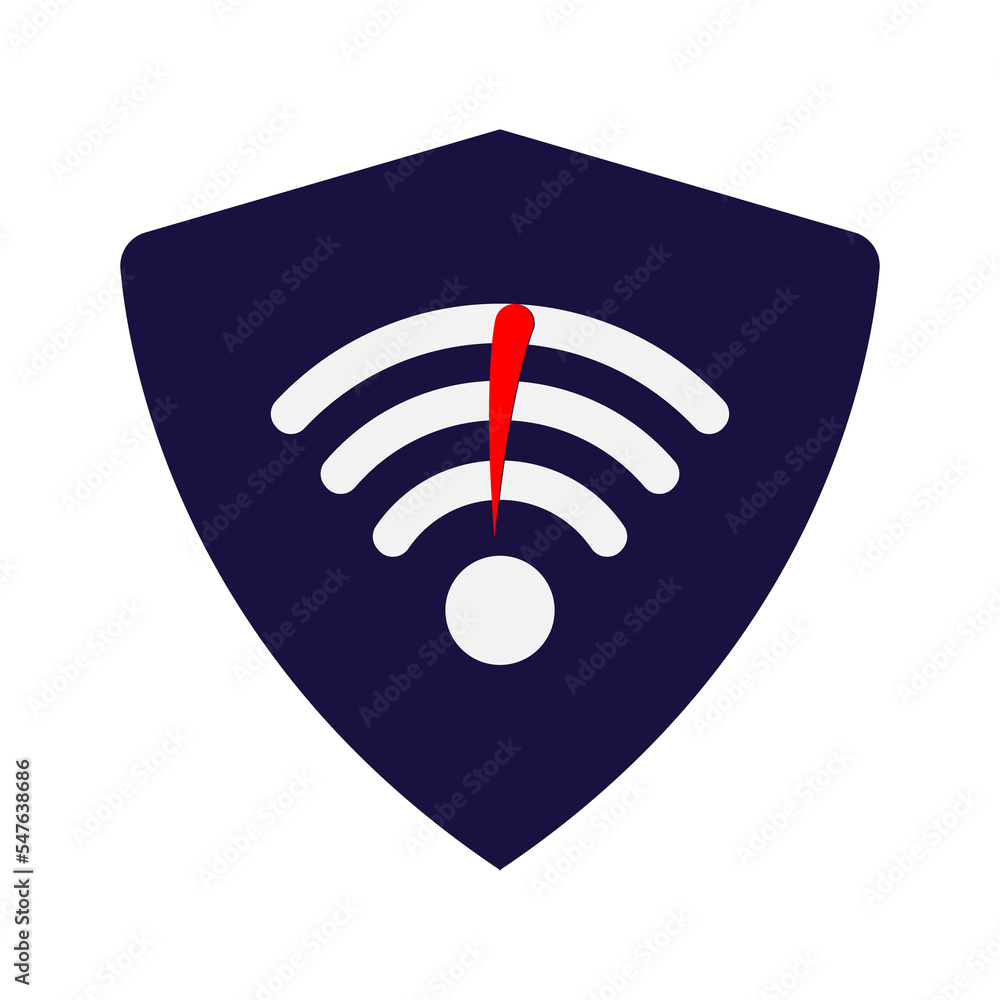 Poster no internet connection sign. failure wifi icon offline symbol with shield. vector illustration. eps 