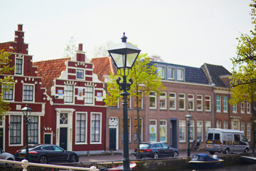 Fototapeta premium Scenic view of beautiful town of Alkmaar in Netherlands