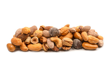 A group of almonds, pistachios, walnuts, macadamia, cashews.