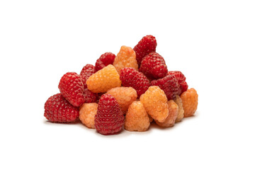 Tasty raspberries isolated on  white background.