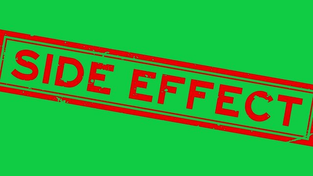 Grunge red side effect, word square rubber seal stamp zoom on green background