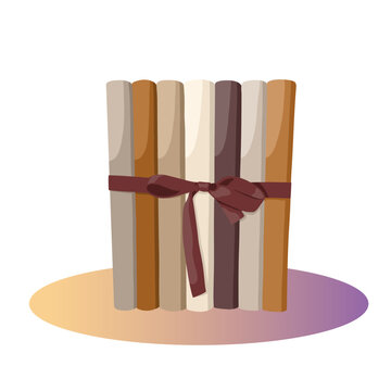 Vector bright books tied with a bow