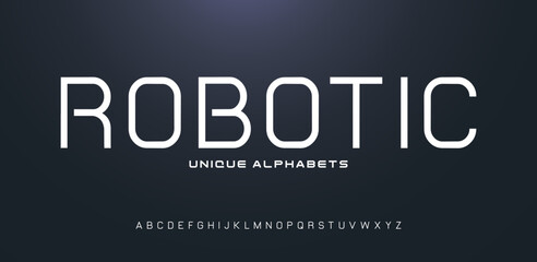 Typography technology electronic digital music future creative font. Abstract minimal modern alphabet fonts. Vector illustration