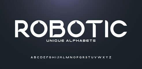 Typography technology electronic digital music future creative font. Abstract minimal modern alphabet fonts. Vector illustration
