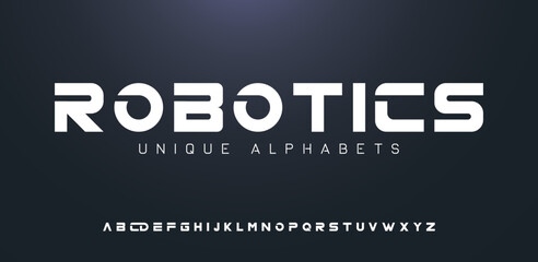 Elegant, minimal font. Alphabet letter fonts for tech. Typography modern style font set for logo, Poster, Banner. Vector typeface illustration.	