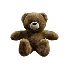 Cute teddy bear 3D rendering on transparent background