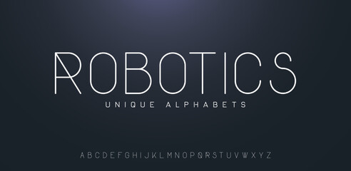 Typography technology electronic digital music future creative font. Abstract minimal modern alphabet fonts. Vector illustration