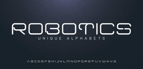 Elegant, minimal font. Alphabet letter fonts for tech. Typography modern style font set for logo, Poster, Banner. Vector typeface illustration.	