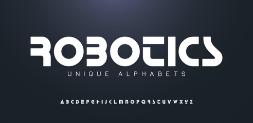 Elegant, minimal font. Alphabet letter fonts for tech. Typography modern style font set for logo, Poster, Banner. Vector typeface illustration.	