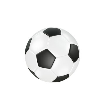 Classic soccer ball with black and white hexagons. Isolated on a transparent background. 3d render