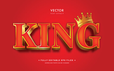 Vector Editable Text Effect in King 3D Red Gold Style