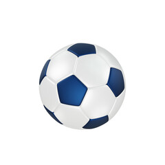Classic soccer ball with blue and white hexagons. Isolated on a transparent background. 3d render